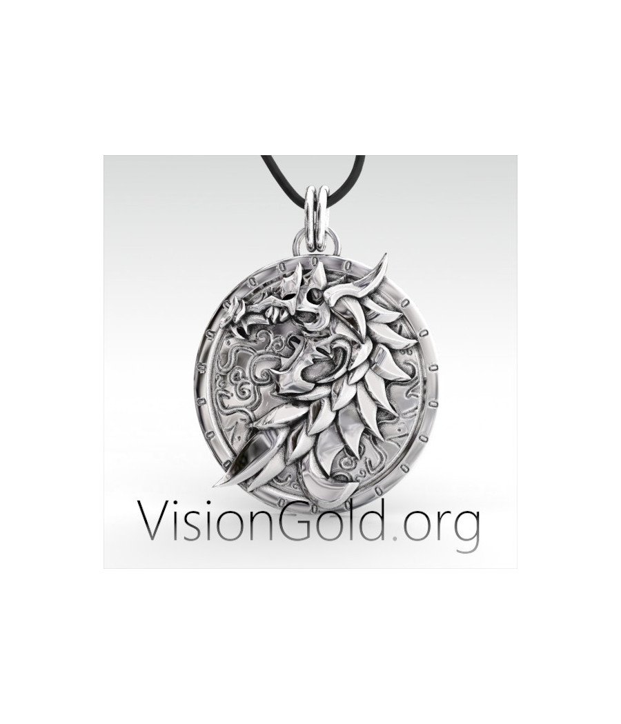 Ανδρικό Κολιέ Δράκος Από Ασήμι- Ανδρικό Κολιέ Αλυσίδα Με Δράκο