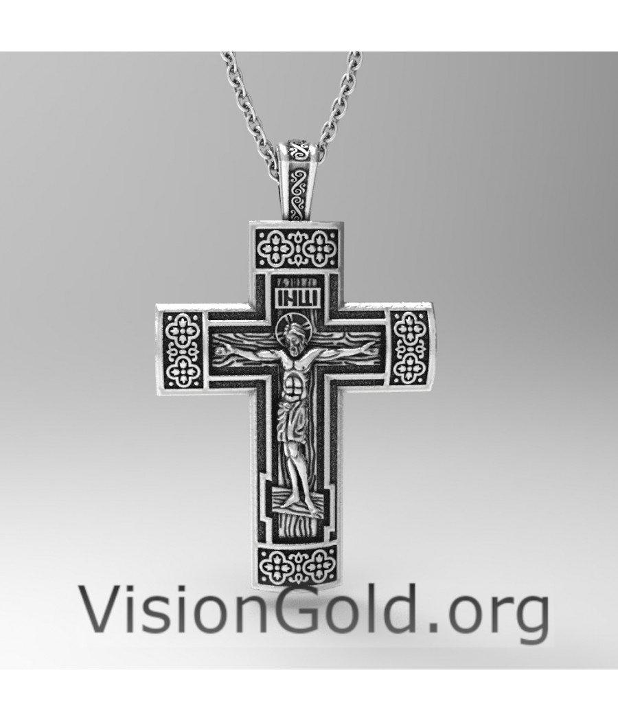 Dropship Men's Cross Necklace 316L Stainless Large Cross Pendant Necklaces  Byzantine Chain Gold Silver Black Heavy Duty Necklace For Men Boys 24