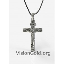 Χειροποίητο Ανδρικό Κολιέ Σταυρός Με Τον Ιησού Χριστό -