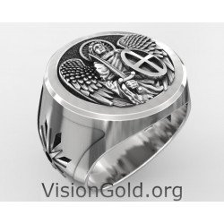 Мужское серебряное кольцо со знаком Святого Михаила 0709