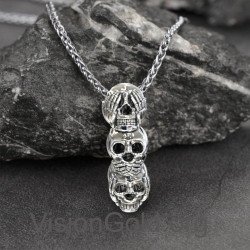 Unisex Silber-Totenkopf-Halskette - Herren-Halskette - Herren-Halskette Scrooge 0222