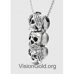 Collar de calavera de plata unisex - Collar de hombre - Collar