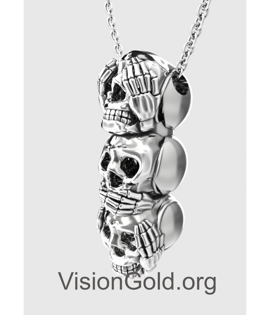 Collar de calavera de plata unisex - Collar de hombre - Collar