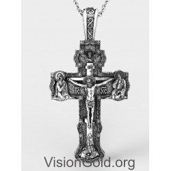 Premium Handmade Orthodoxe Silber Männer Kreuz mit Jesus