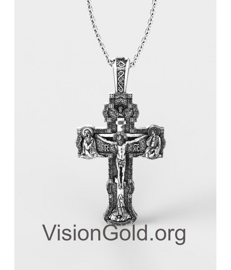 Byzantine cross pendant-14K solid gold - baptismcrosses.com