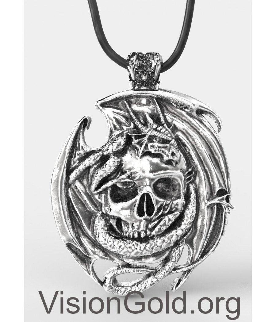 Collar de calavera para hombre con cadena-Collar de calavera de