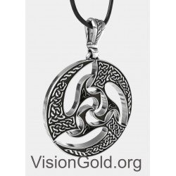 Celtic Knot Handmade Sterling Silver Men Charm Necklace 0186