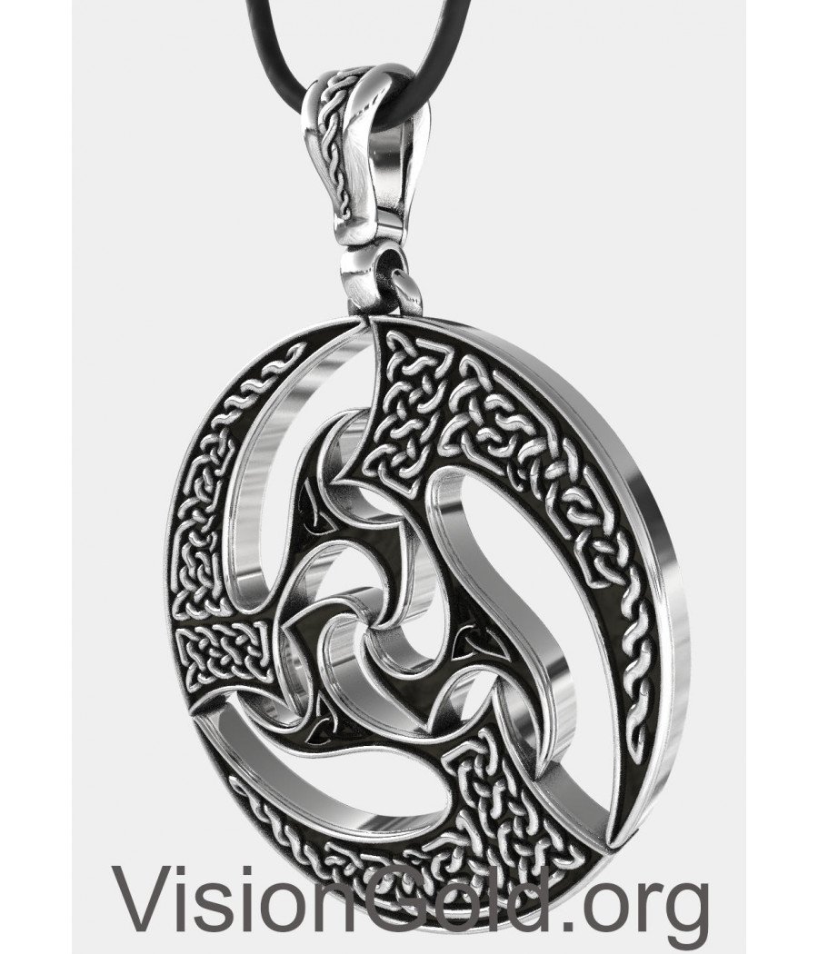 Celtic Knot Handmade Sterling Silver Men Charm Necklace 0186