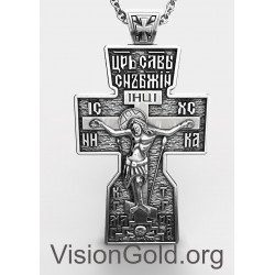 Silber Orthodoxes Kreuz Jesus Christus gewinnt mit dem