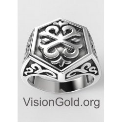 Mens Ring - Silver Signet Ring - Styled Ring, Silver Ring Men