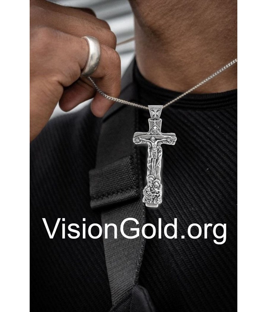 Collar de crucifijo de Jesús católico, colgante de cruz de Cristo Jesús, colgante religioso para hombre