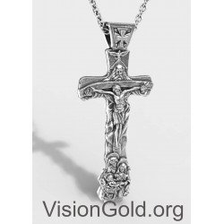 Jesus Crucifix Necklace, Christ Jesus Cross Pendant, Religious Mens Pendant