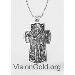 Saint Michael Archangel Guardian Angel Orthodox Cross Pendant