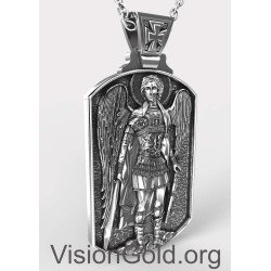 Archangel Saint Michael Silver Medallion, Orthodox Shield