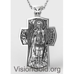 St. Michael the Archangel Orthodox Shield Silver Necklace, St.