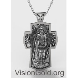 St. Michael the Archangel Orthodox Shield Silver Necklace, St.