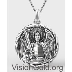 Archangel Saint Michael Silver Medallion, Orthodox Shield