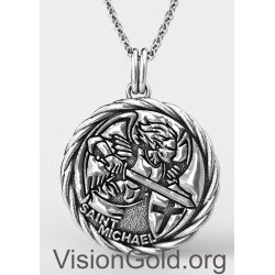 Персонализированный серебряный медальон Архангел Святой Михаил