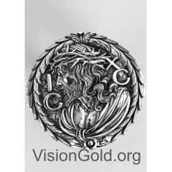 Серебряное кольцо с Иисусом Христом и декоративной резьбой - Christian Rings Visiongold.Org® 0725