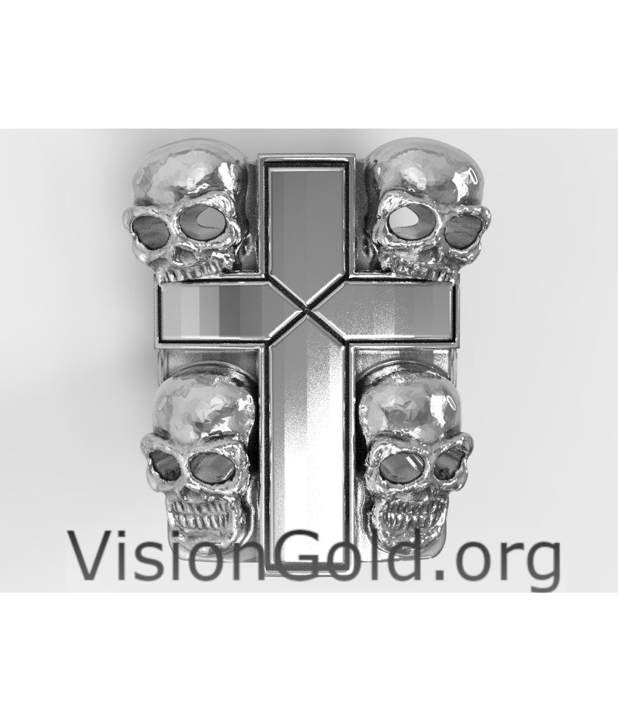 Superior Cross Skull Ring, 925 Sterling Silver,Skull And Cross