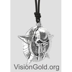 Χειροποίητο Ανδρικό Κολιέ Νεκροκεφαλή - Ανδρικά Κολιέ - Κολιέ