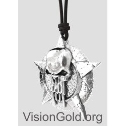 Мужское ожерелье с черепом ручной работы - Мужские ожерелья - Ожерелье с черепом - Мужские украшения на шею 0257