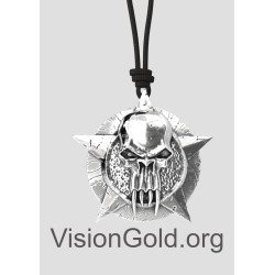 Χειροποίητο Ανδρικό Κολιέ Νεκροκεφαλή - Ανδρικά Κολιέ - Κολιέ