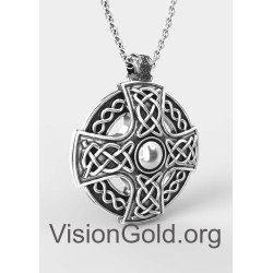 Celtic Cross Knot Pendant Necklace, Celtic Jewelry, Men's Cross