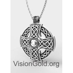 Celtic Cross Knot Pendant Necklace, Celtic Jewelry, Men's Cross