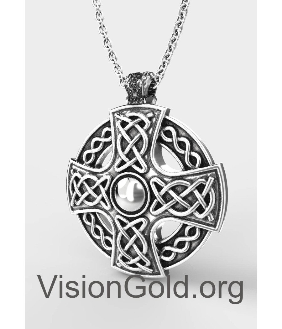 Celtic Cross Knot Pendant Necklace, Celtic Jewelry, Men's Cross