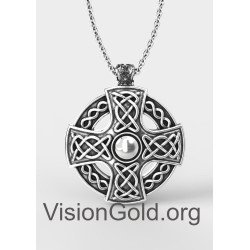 Celtic Cross Knot Pendant Necklace, Celtic Jewelry, Men's Cross