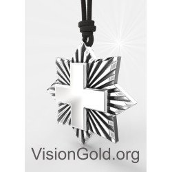 Ιδιαίτερο Ασημένιο Ανδρικό Κολιέ Σταυρός Με Οξειδωμένο Ασήμι