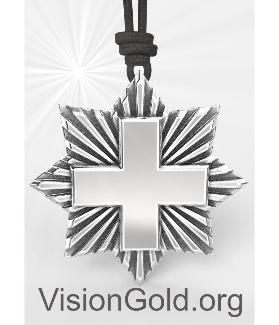 Ιδιαίτερο Ασημένιο Ανδρικό Κολιέ Σταυρός Με Οξειδωμένο Ασήμι