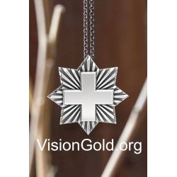 Ιδιαίτερο Ασημένιο Ανδρικό Κολιέ Σταυρός Με Οξειδωμένο Ασήμι