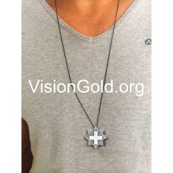 Premium Mens Necklace, Sterling Silver Cross Necklace - Silver