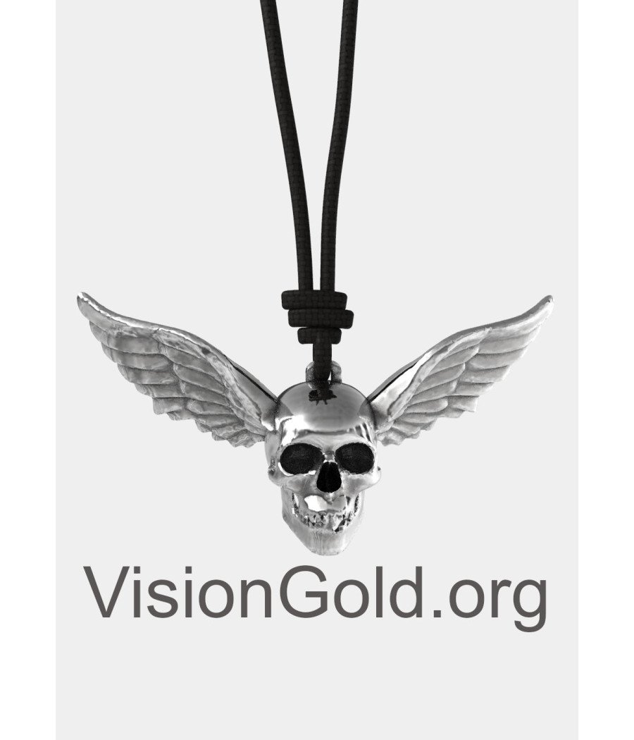 Κολιέ Νεκροκεφαλή Με Φτερά, Ανδρικό Κολιέ Φτερά Αγγέλου Και