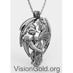 Premium Μοναδικό Χειροποίητο Ασημένιο Κολιέ Σταυρός Με