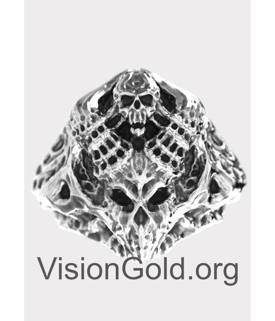 Demon Skull Mens Ring,Punk Hell Rock Ring For Party, Biker