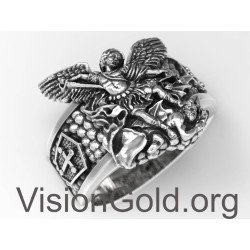 Exceptional Saint Michael Protect Us Police -Signet Ring