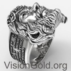 Außergewöhnlicher Fancy Men's Guardian Ring mit Jesus Christus