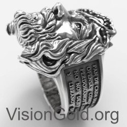 Außergewöhnlicher Fancy Men's Guardian Ring mit Jesus Christus