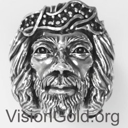 One-Of-A-Kind Christian Ring Jesus Christ Face - Religious