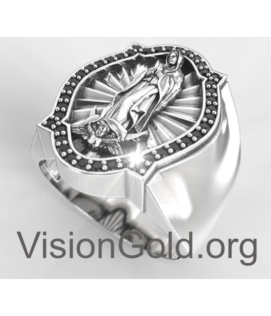 Мужское кольцо с бриллиантом Our Lady Of Guadalupe Signet Ring