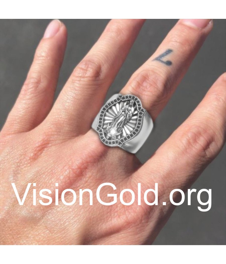 Мужское кольцо с бриллиантом Our Lady Of Guadalupe Signet Ring