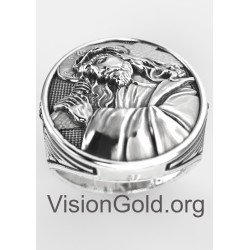 Premium Christian Orthodox Silver Handmade Signet Ring For Men