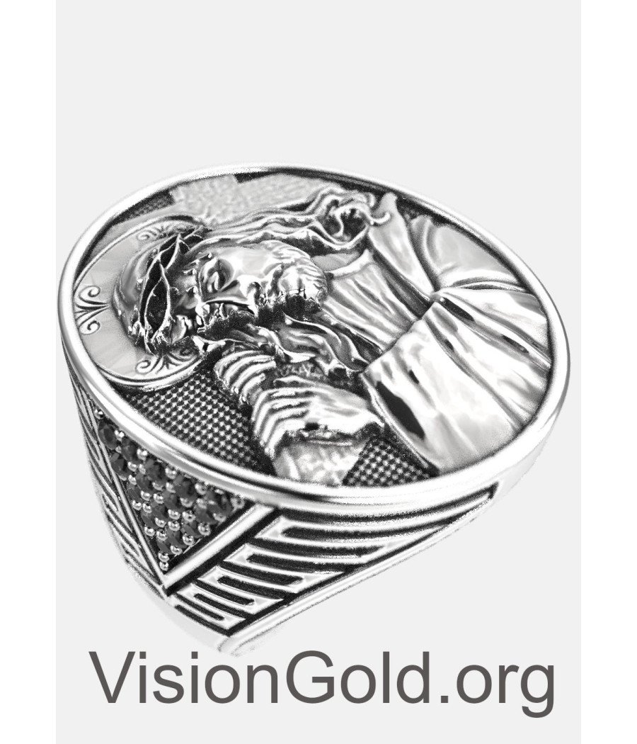 Εξαιρετικό Ασημένιο Χειροποίητο Ανδρικό Δαχτυλίδι Σφραγίδα Με