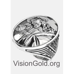 Premium Christian Orthodox Silver Handmade Signet Ring For Men