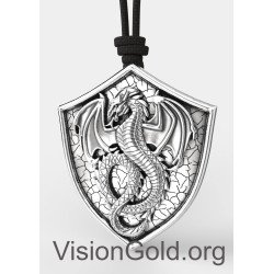 First-Class Men Dragon Necklace, Unisex Silver Dragon Pendant