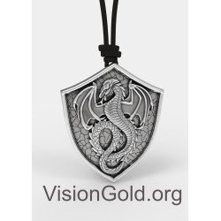 Ιδιαίτερο Μενταγιόν Δράκος, Ασημένιο Κολιέ Δράκος, Ασημένια