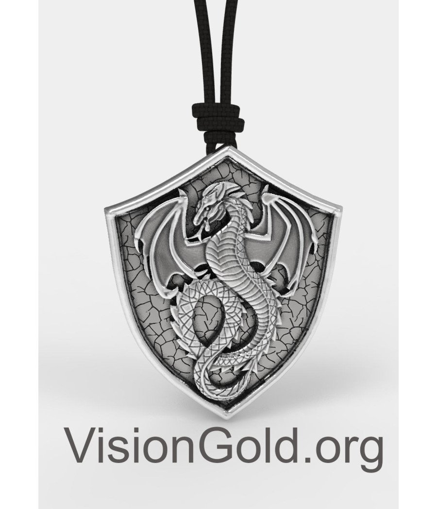 First-Class Men Dragon Necklace, Unisex Silver Dragon Pendant